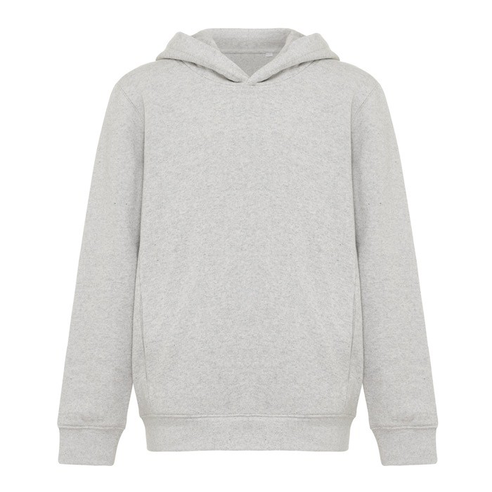 Sudadera infantil de algodón recicladocon capucha 280 g/m2 Iqoniq color gris claro Sudadera infantil de algodón recicladocon capucha 280 g/m2 Iqoniq color gris claro