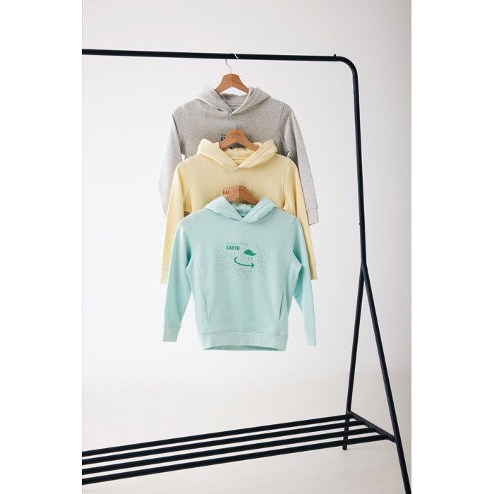 Sudadera infantil de algodón recicladocon capucha 280 g/m2 Iqoniq color gris claro Sudadera infantil de algodón recicladocon capucha 280 g/m2 Iqoniq color gris claro