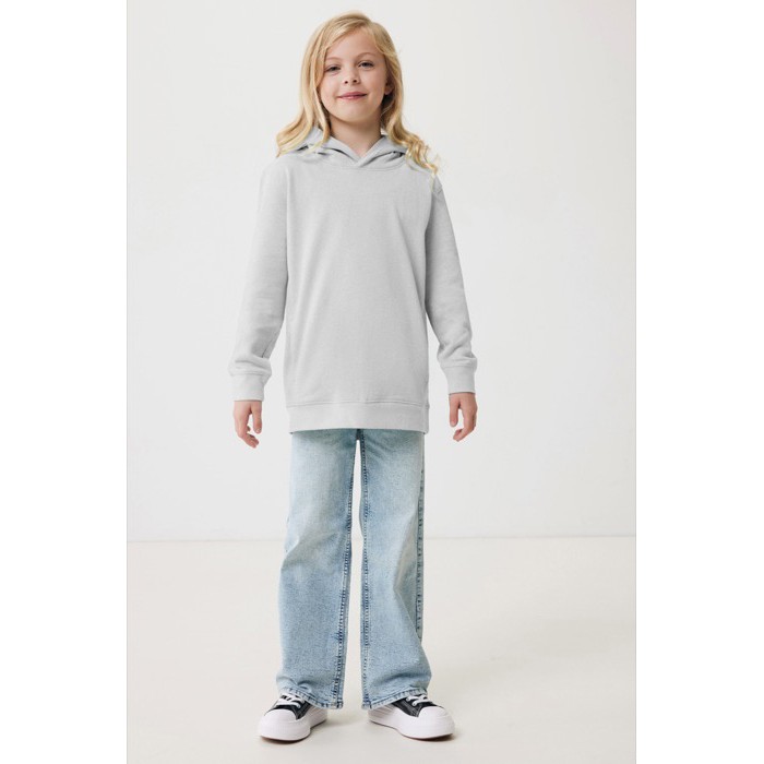 Sudadera infantil de algodón recicladocon capucha 280 g/m2 Iqoniq color gris claro Sudadera infantil de algodón recicladocon capucha 280 g/m2 Iqoniq color gris claro