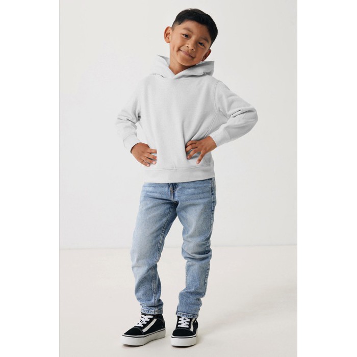 Sudadera infantil de algodón recicladocon capucha 280 g/m2 Iqoniq color gris claro Sudadera infantil de algodón recicladocon capucha 280 g/m2 Iqoniq color gris claro