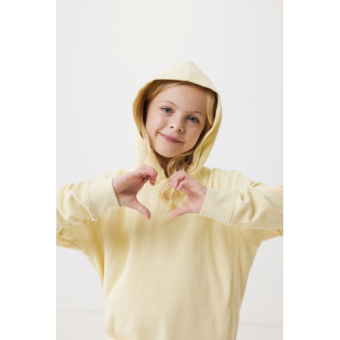 Sudadera infantil de algodón recicladocon capucha 280 g/m2 Iqoniq color amarillo claro Sudadera infantil de algodón recicladocon capucha 280 g/m2 Iqoniq color amarillo claro