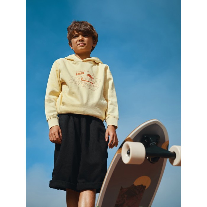 Sudadera infantil de algodón recicladocon capucha 280 g/m2 Iqoniq color amarillo claro Sudadera infantil de algodón recicladocon capucha 280 g/m2 Iqoniq color amarillo claro