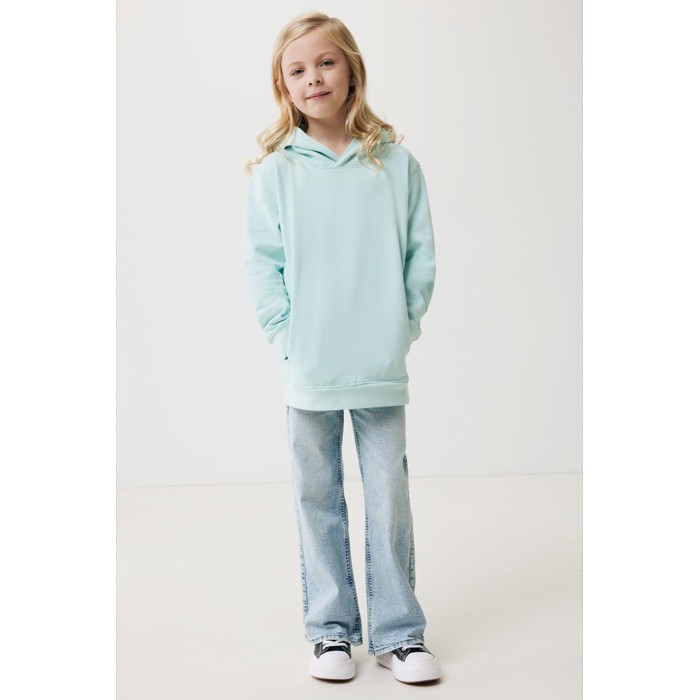 Sudadera infantil de algodón recicladocon capucha 280 g/m2 Iqoniq color verde menta Sudadera infantil de algodón recicladocon capucha 280 g/m2 Iqoniq color verde menta