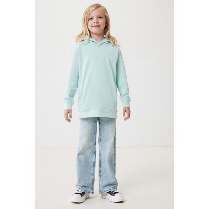 Sudadera infantil de algodón recicladocon capucha 280 g/m2 Iqoniq color verde menta Sudadera infantil de algodón recicladocon capucha 280 g/m2 Iqoniq color verde menta