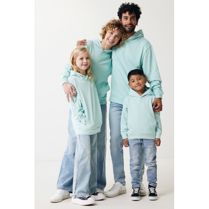 Sudadera infantil de algodón recicladocon capucha 280 g/m2 Iqoniq color verde menta Sudadera infantil de algodón recicladocon capucha 280 g/m2 Iqoniq color verde menta