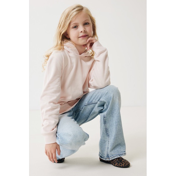 Sudadera infantil de algodón recicladocon capucha 280 g/m2 Iqoniq color rosa claro Sudadera infantil de algodón recicladocon capucha 280 g/m2 Iqoniq color rosa claro