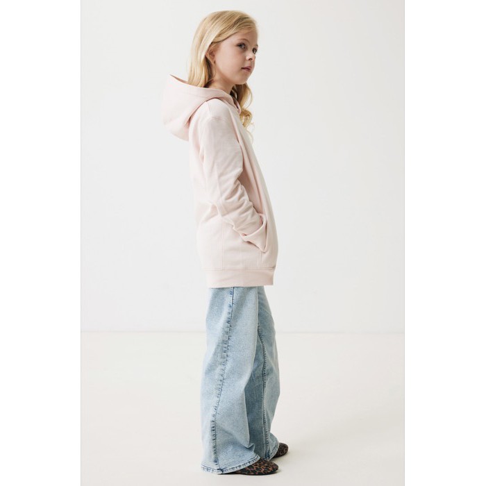 Sudadera infantil de algodón recicladocon capucha 280 g/m2 Iqoniq color rosa claro Sudadera infantil de algodón recicladocon capucha 280 g/m2 Iqoniq color rosa claro