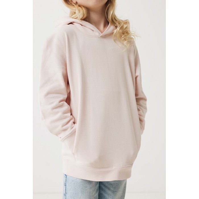 Sudadera infantil de algodón recicladocon capucha 280 g/m2 Iqoniq color rosa claro Sudadera infantil de algodón recicladocon capucha 280 g/m2 Iqoniq color rosa claro