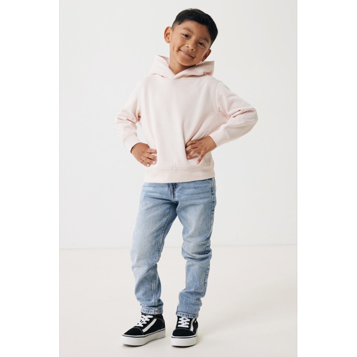Sudadera infantil de algodón recicladocon capucha 280 g/m2 Iqoniq color rosa claro Sudadera infantil de algodón recicladocon capucha 280 g/m2 Iqoniq color rosa claro