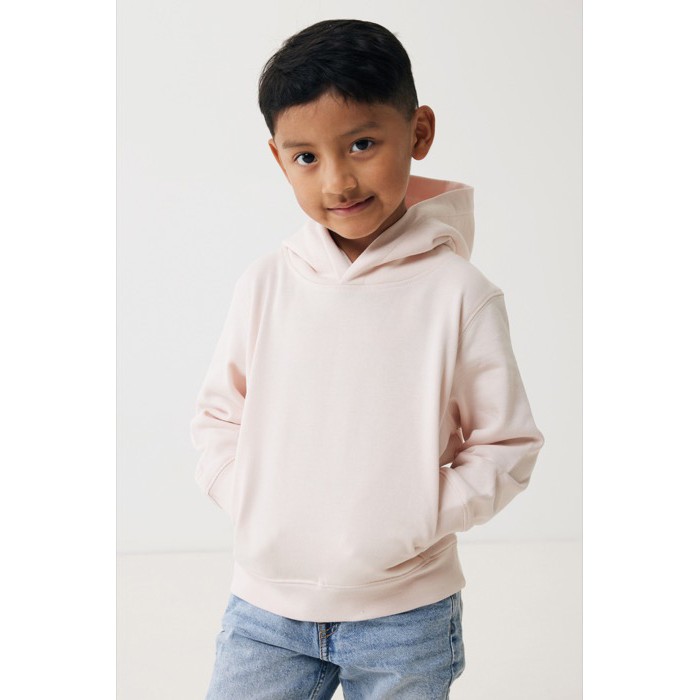 Sudadera infantil de algodón recicladocon capucha 280 g/m2 Iqoniq color rosa claro Sudadera infantil de algodón recicladocon capucha 280 g/m2 Iqoniq color rosa claro
