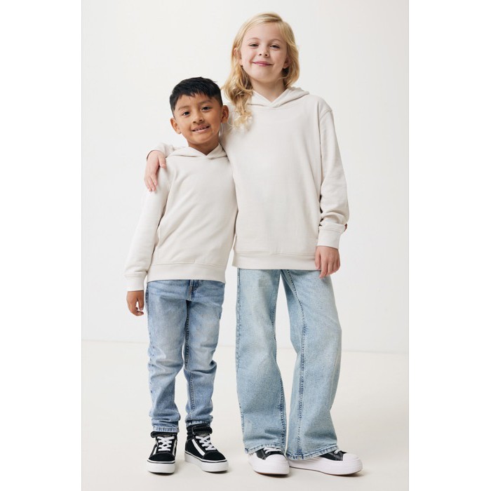 Sudadera infantil de algodón recicladocon capucha 280 g/m2 Iqoniq color blanco roto Sudadera infantil de algodón recicladocon capucha 280 g/m2 Iqoniq color blanco roto