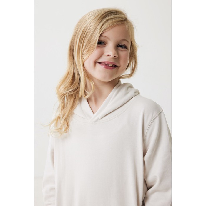 Sudadera infantil de algodón recicladocon capucha 280 g/m2 Iqoniq color blanco roto Sudadera infantil de algodón recicladocon capucha 280 g/m2 Iqoniq color blanco roto