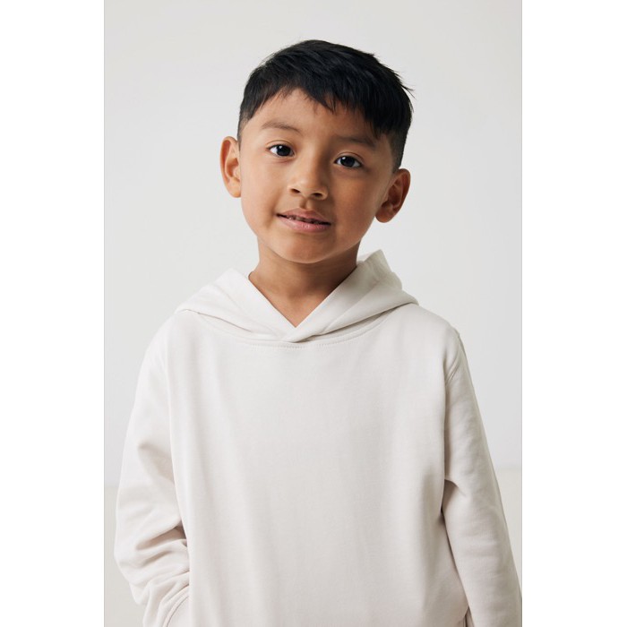 Sudadera infantil de algodón recicladocon capucha 280 g/m2 Iqoniq color blanco roto Sudadera infantil de algodón recicladocon capucha 280 g/m2 Iqoniq color blanco roto