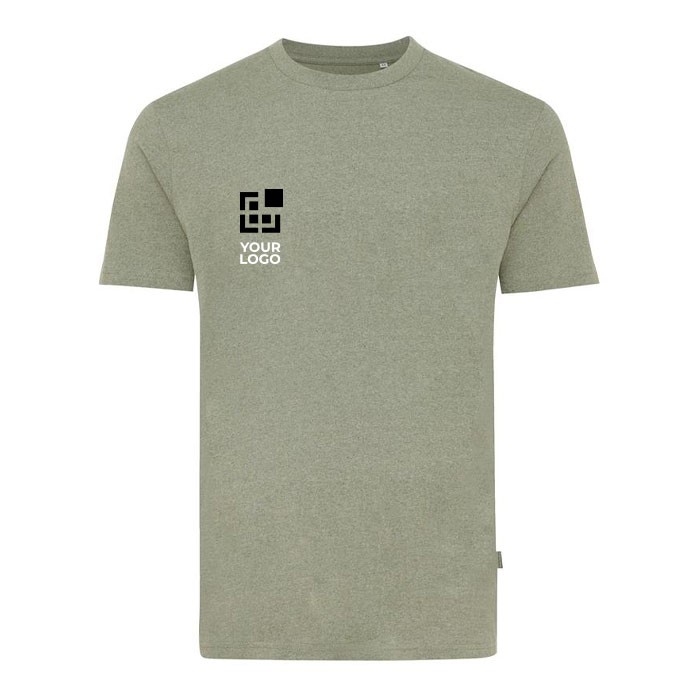Camiseta mix algodón reciclado y orgánico 180 g/m2 Iqoniq Manuel color verde jaspeado vista de impresión