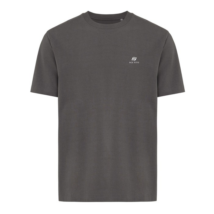 Camiseta de algodón reciclado unisex modern fit 220 g/m2 IQONIQ Nikko color plateado mate vista con logo