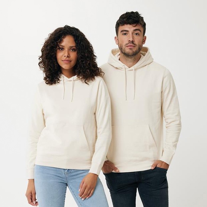 Sudadera unisex de algodón reciclado slim fit 280 g/m2 Iqoniq color natural cuarta vista