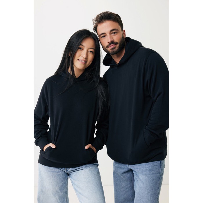 Sudadera unisex con capucha de algodón reciclado 280 g/m2 Iqoniq color negro Sudadera unisex con capucha de algodón reciclado 280 g/m2 Iqoniq color negro