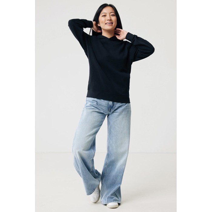 Sudadera unisex con capucha de algodón reciclado 280 g/m2 Iqoniq color negro Sudadera unisex con capucha de algodón reciclado 280 g/m2 Iqoniq color negro