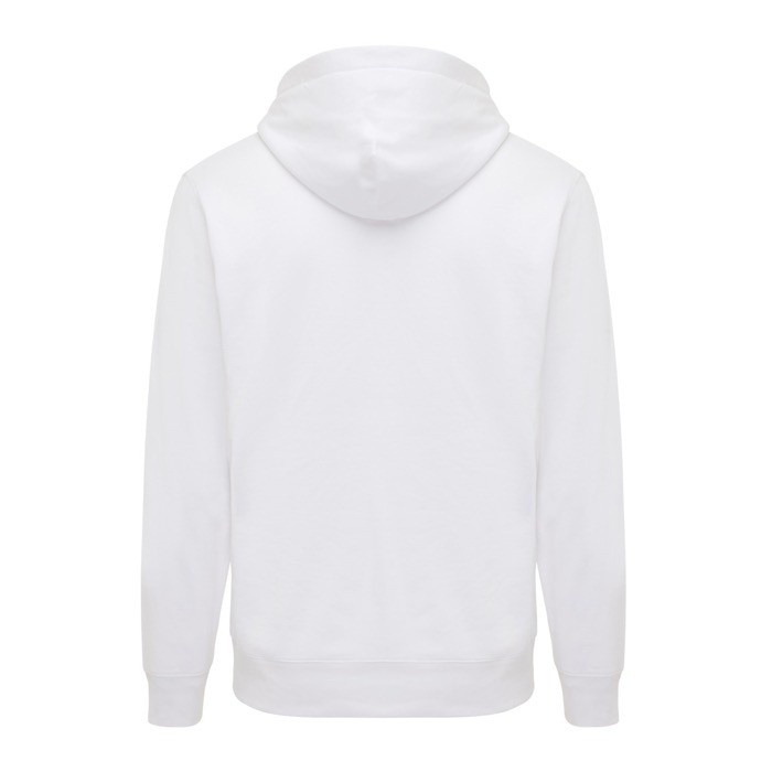 Sudadera unisex con capucha de algodón reciclado 280 g/m2 Iqoniq color blanco segunda vista Sudadera unisex con capucha de algodón reciclado 280 g/m2 Iqoniq color blanco segunda vista
