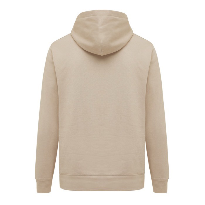 Sudadera unisex con capucha de algodón reciclado 280 g/m2 Iqoniq color marrón claro segunda vista Sudadera unisex con capucha de algodón reciclado 280 g/m2 Iqoniq color marrón claro segunda vista