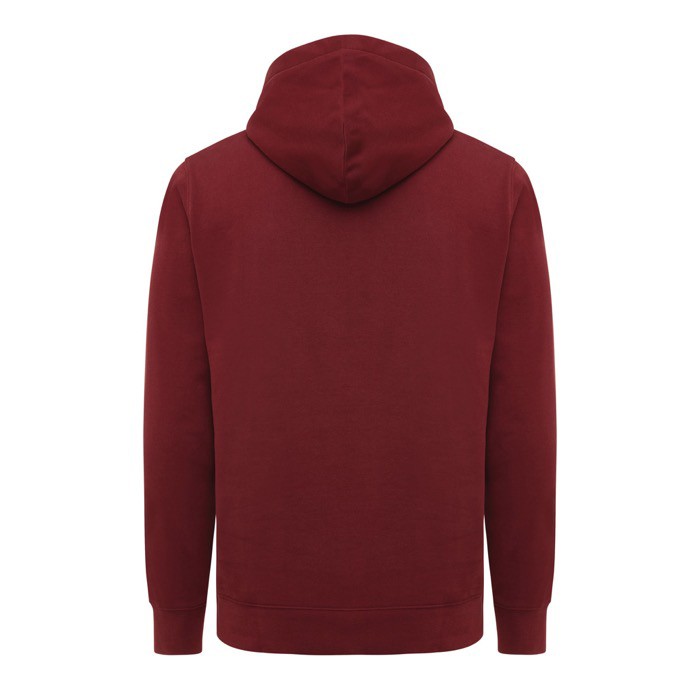 Sudadera unisex con capucha de algodón reciclado 280 g/m2 Iqoniq color burdeos segunda vista Sudadera unisex con capucha de algodón reciclado 280 g/m2 Iqoniq color burdeos segunda vista