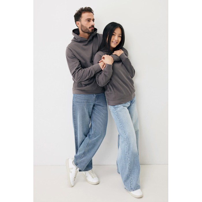 Sudadera unisex con capucha de algodón reciclado 280 g/m2 Iqoniq color plateado mate Sudadera unisex con capucha de algodón reciclado 280 g/m2 Iqoniq color plateado mate