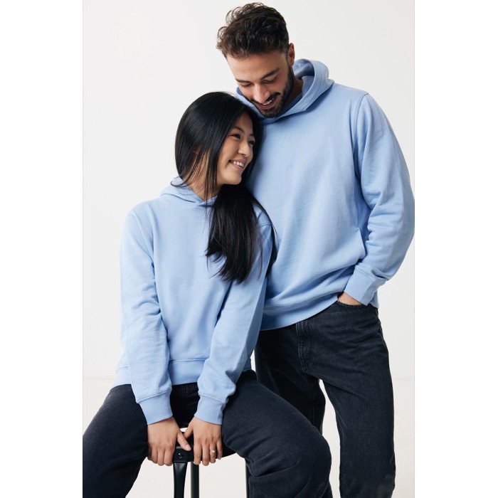 Sudadera unisex con capucha de algodón reciclado 280 g/m2 Iqoniq color azul cian Sudadera unisex con capucha de algodón reciclado 280 g/m2 Iqoniq color azul cian