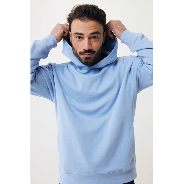 Sudadera unisex con capucha de algodón reciclado 280 g/m2 Iqoniq color azul cian Sudadera unisex con capucha de algodón reciclado 280 g/m2 Iqoniq color azul cian