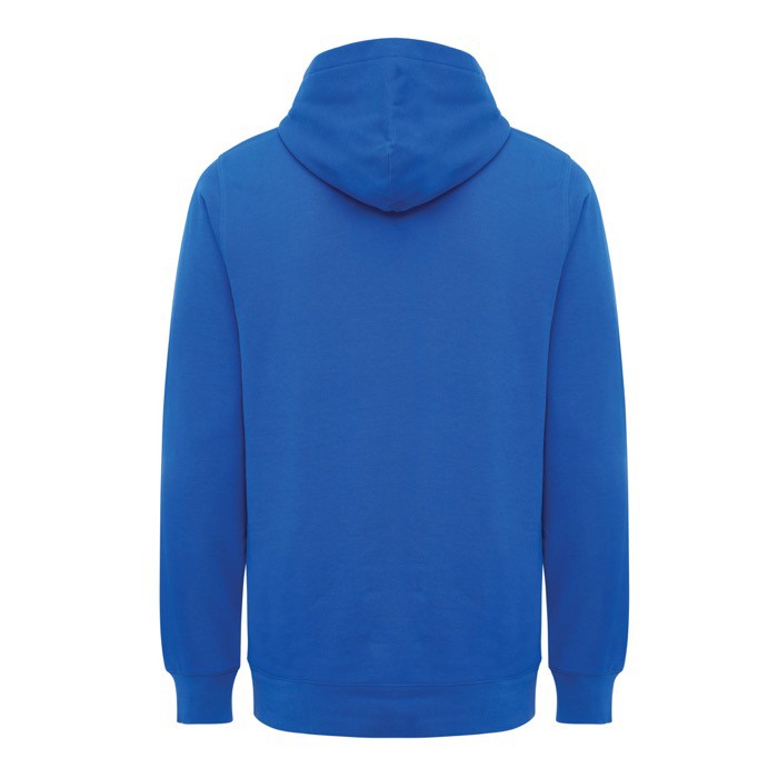 Sudadera unisex con capucha de algodón reciclado 280 g/m2 Iqoniq color azul real segunda vista Sudadera unisex con capucha de algodón reciclado 280 g/m2 Iqoniq color azul real segunda vista