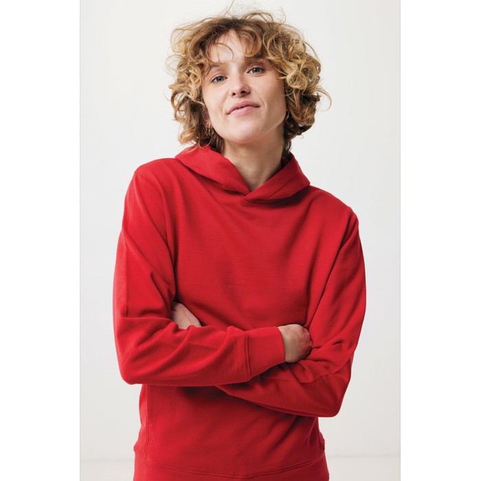 Sudadera unisex con capucha de algodón reciclado 280 g/m2 Iqoniq color rojo Sudadera unisex con capucha de algodón reciclado 280 g/m2 Iqoniq color rojo
