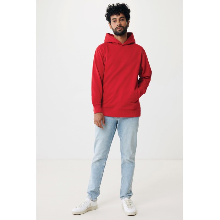Sudadera unisex con capucha de algodón reciclado 280 g/m2 Iqoniq color rojo Sudadera unisex con capucha de algodón reciclado 280 g/m2 Iqoniq color rojo
