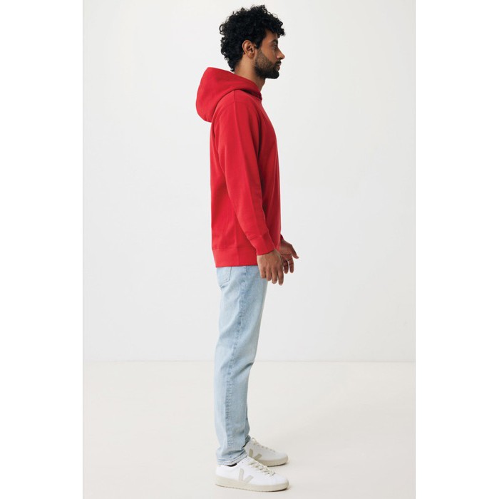 Sudadera unisex con capucha de algodón reciclado 280 g/m2 Iqoniq color rojo Sudadera unisex con capucha de algodón reciclado 280 g/m2 Iqoniq color rojo