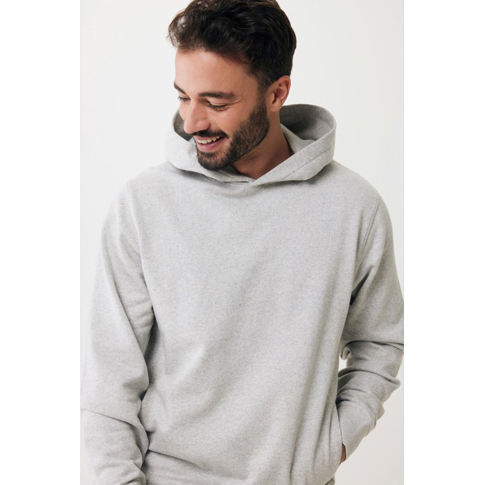 Sudadera unisex con capucha de algodón reciclado 280 g/m2 Iqoniq color gris claro Sudadera unisex con capucha de algodón reciclado 280 g/m2 Iqoniq color gris claro