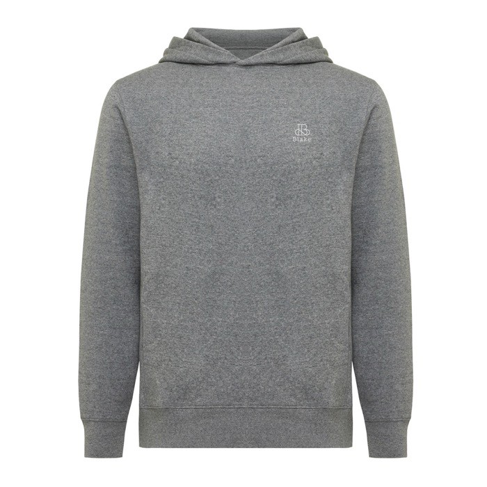 Sudadera unisex con capucha de algodón reciclado 280 g/m2 Iqoniq color gris topo vista con logo Sudadera unisex con capucha de algodón reciclado 280 g/m2 Iqoniq color gris topo vista con logo