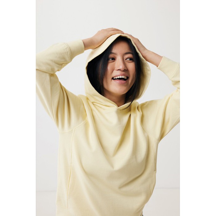 Sudadera unisex con capucha de algodón reciclado 280 g/m2 Iqoniq color amarillo claro Sudadera unisex con capucha de algodón reciclado 280 g/m2 Iqoniq color amarillo claro