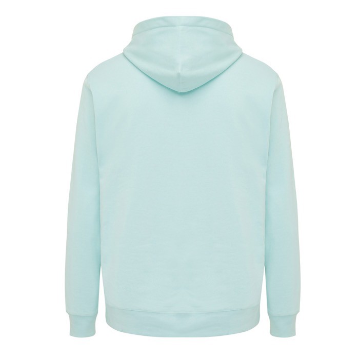 Sudadera unisex con capucha de algodón reciclado 280 g/m2 Iqoniq color verde menta segunda vista Sudadera unisex con capucha de algodón reciclado 280 g/m2 Iqoniq color verde menta segunda vista