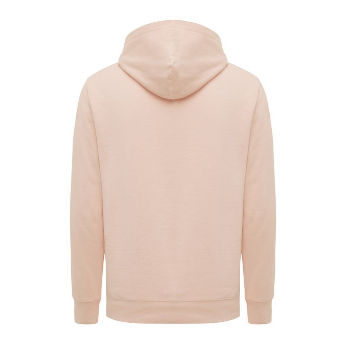 Sudadera unisex con capucha de algodón reciclado 280 g/m2 Iqoniq color rosa pastel segunda vista Sudadera unisex con capucha de algodón reciclado 280 g/m2 Iqoniq color rosa pastel segunda vista