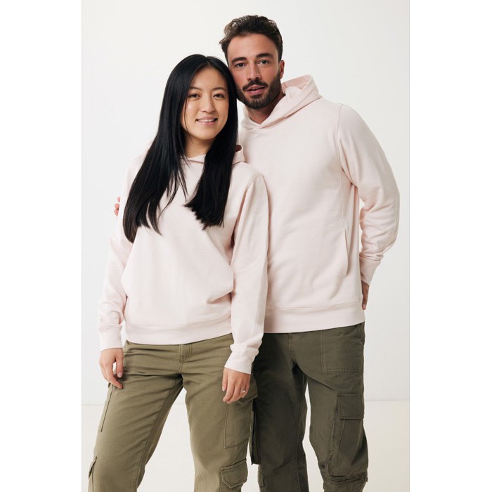 Sudadera unisex con capucha de algodón reciclado 280 g/m2 Iqoniq color rosa claro Sudadera unisex con capucha de algodón reciclado 280 g/m2 Iqoniq color rosa claro
