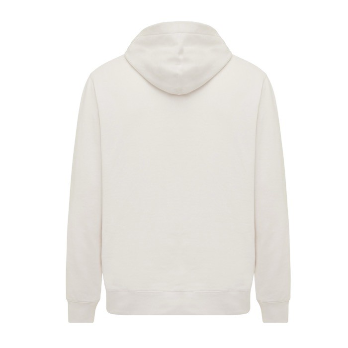 Sudadera unisex con capucha de algodón reciclado 280 g/m2 Iqoniq color blanco roto segunda vista Sudadera unisex con capucha de algodón reciclado 280 g/m2 Iqoniq color blanco roto segunda vista