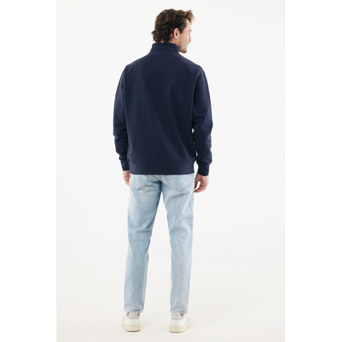 Jersey de media cremallera algodón reciclado modern fit 300 g/m2 Iqoniq Elgon color azul marino