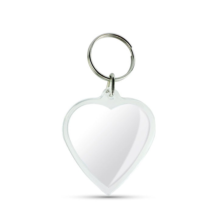 Llavero con forma de corazón con inserción de papel a 2 caras vista principal Llavero con forma de corazón con inserción de papel a 2 caras vista principal