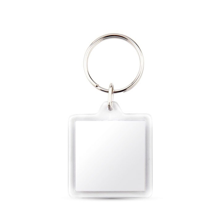 Llavero cuadrado con papel insertado interior y tapa acrílica vista principal