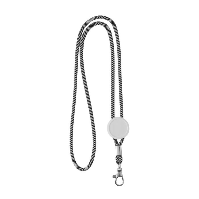 Lanyard promocional moderno tubular de poliéster con mosquetón 3cm vista principal Lanyard promocional moderno tubular de poliéster con mosquetón 3cm vista principal
