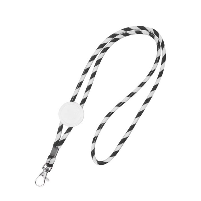 Lanyard tubular de poliéster con diseño de rayas de colores vista principal Lanyard tubular de poliéster con diseño de rayas de colores vista principal