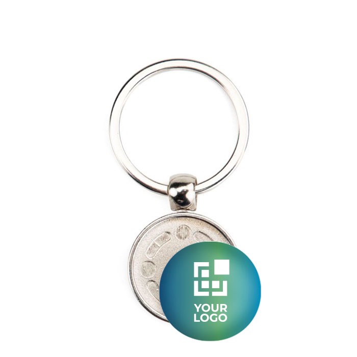 Llavero redondo metálico con personalización a dos caras y tapa vista principal