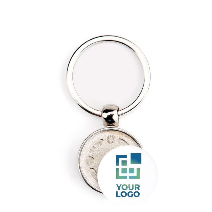 Llavero metálico redondo con papel personalizable a 2 caras vista principal Llavero metálico redondo con papel personalizable a 2 caras vista principal