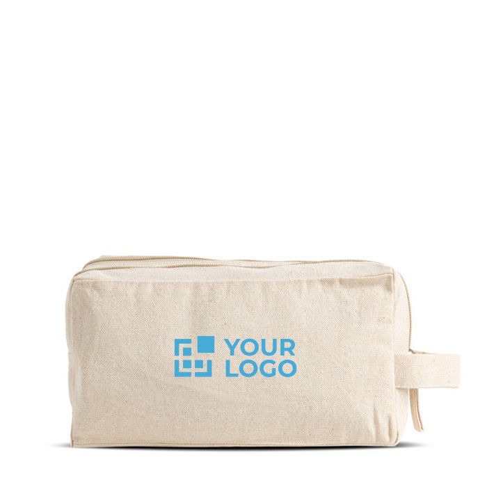 Neceser de lona en canvas con doble compartimento y asa incluida vista de impresión Neceser de lona en canvas con doble compartimento y asa incluida vista de impresión