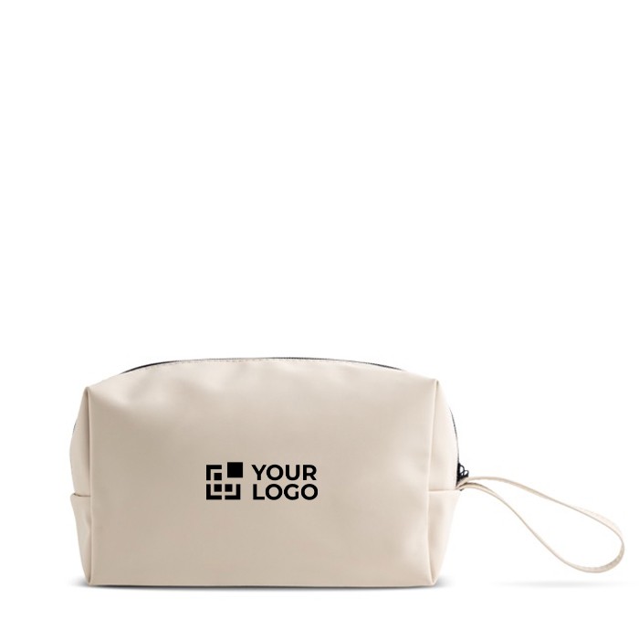 Neceser de cuero sintético con bolsillo principal con cremallera vista de impresión