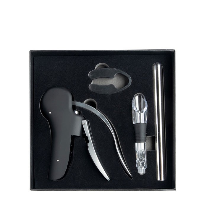 Set de vino glamuroso de acero inoxidable con 3 funciones vista principal