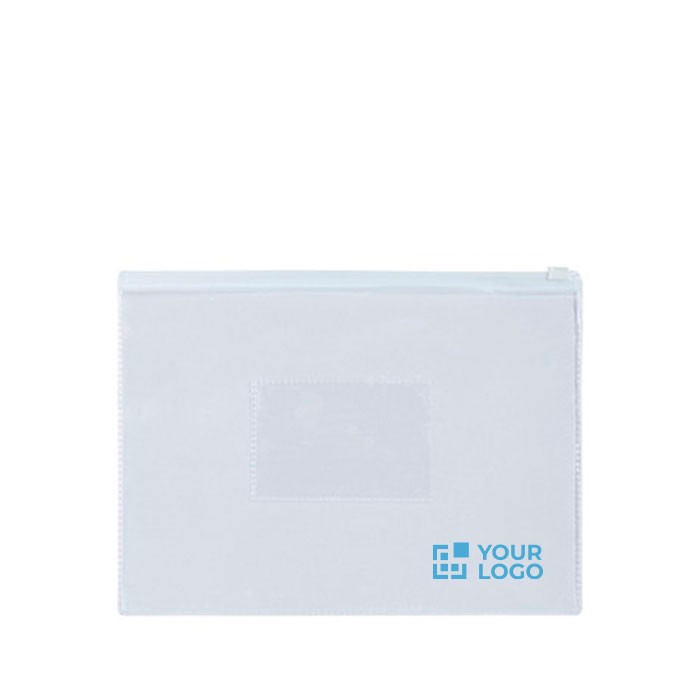 Carpeta transparente de plástico con cremallera para documentos A5 vista principal